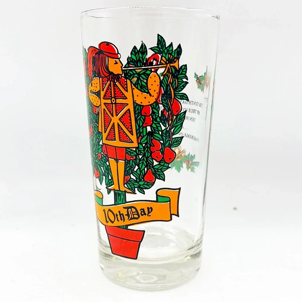 Anchor Hocking 12 Days of Christmas 10th Day Vintage Replacement Tumbler Glass